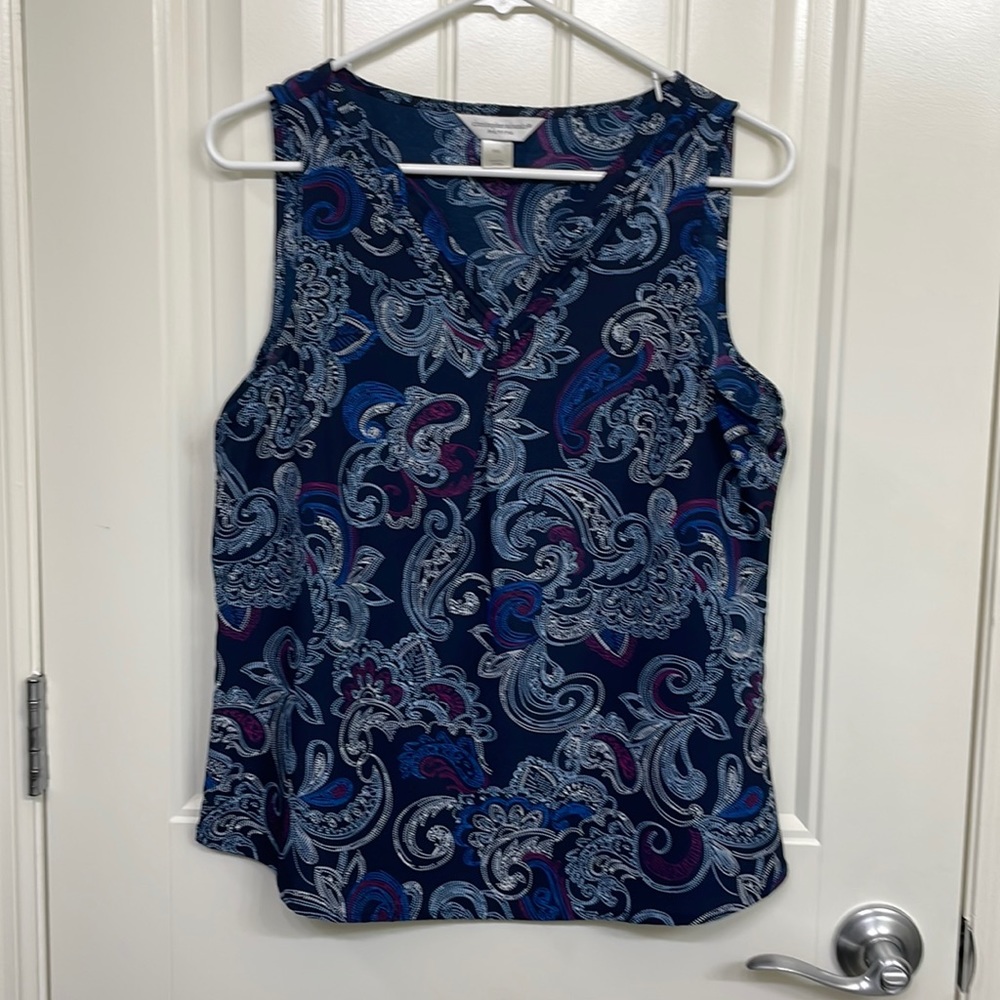 Christopher & Banks Blue Purple Floral Tank Top,‎ women's petite small